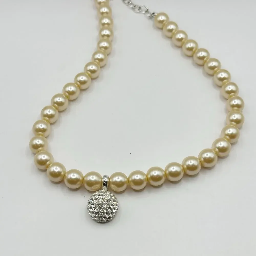 Jones New York Necklace Faux Pearl Pendant JNY Costume Jewelry Retro